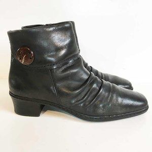 Rieker black ankle boots w pleated front 39